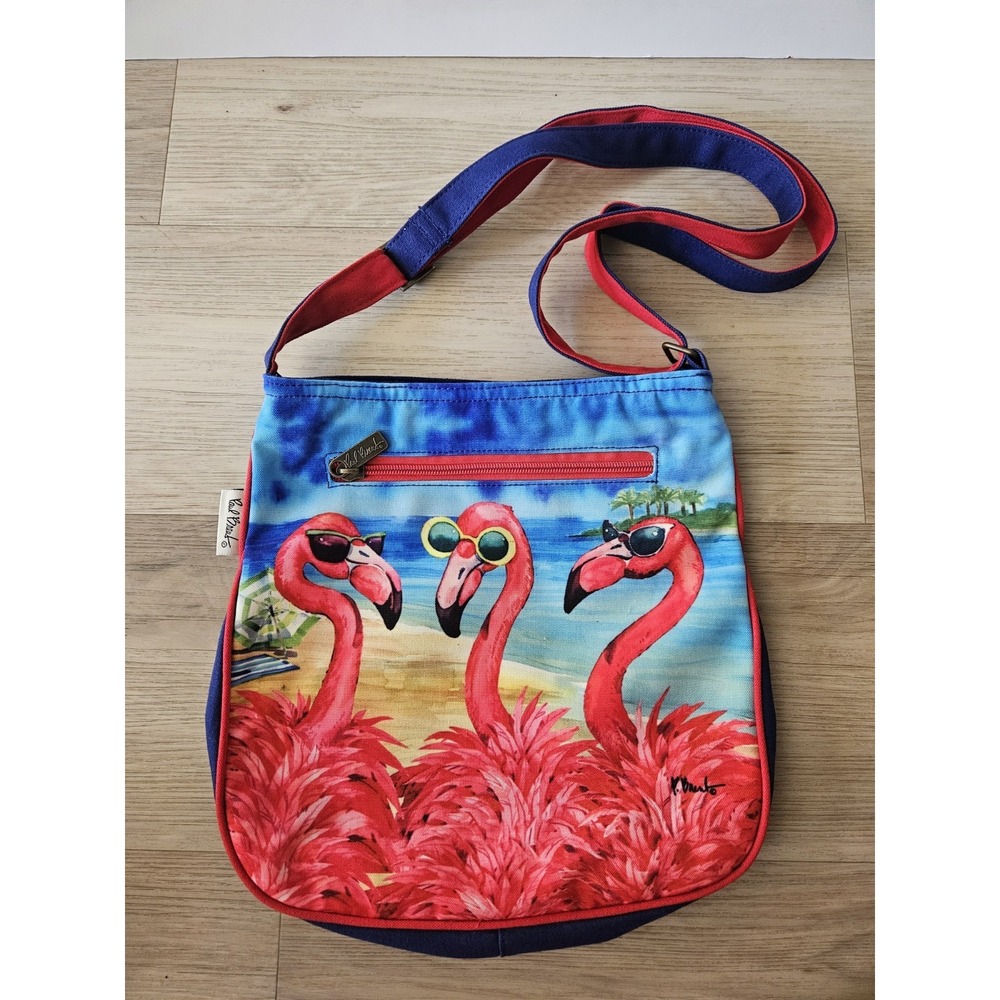 Paul Brent Sun N Sand Flamingo Crossbody Bag Canvas‎ Shoulder Purse Beach Theme